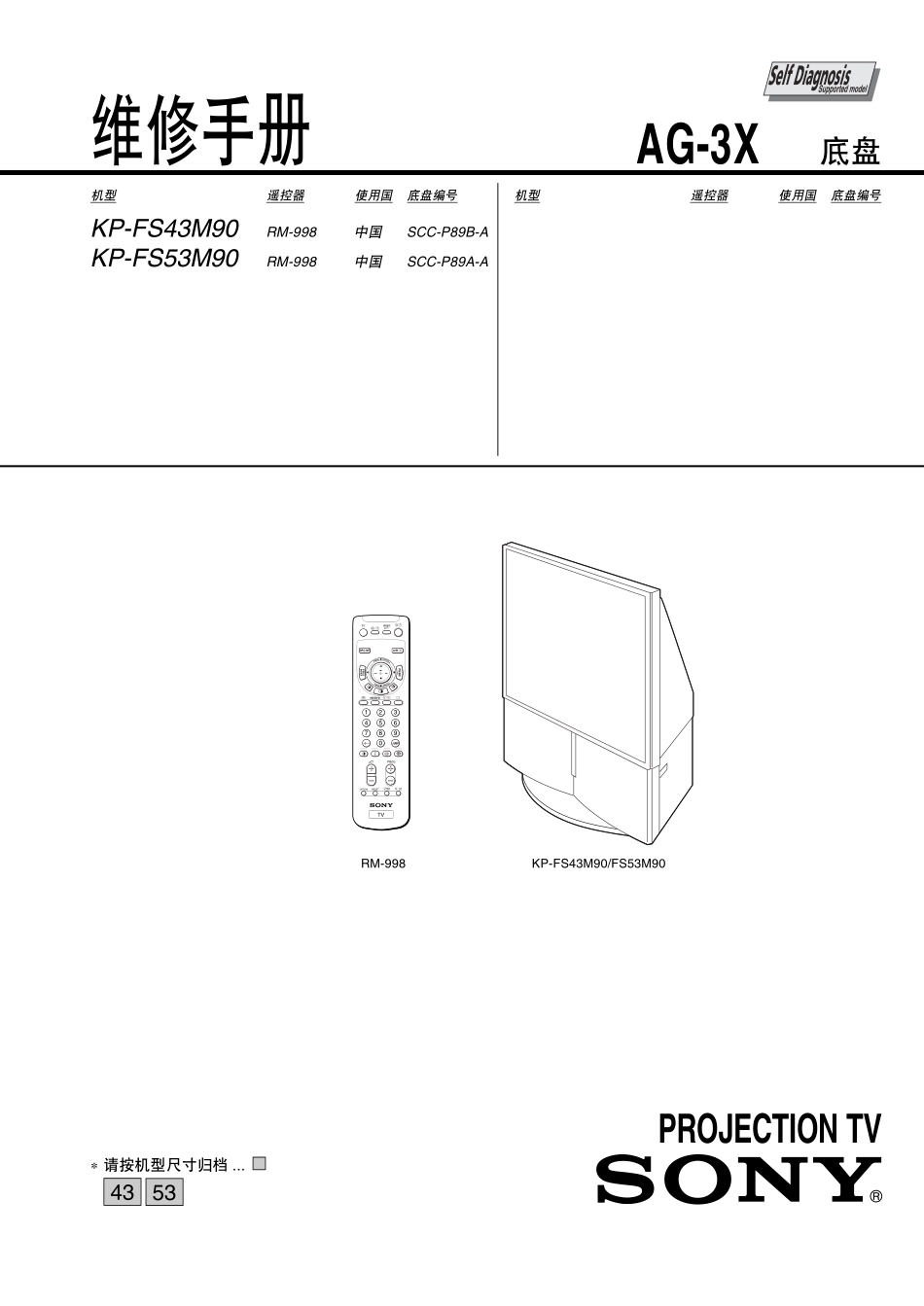 索尼KP-FX43M90背投电视维修手册和原理图.pdf_第1页