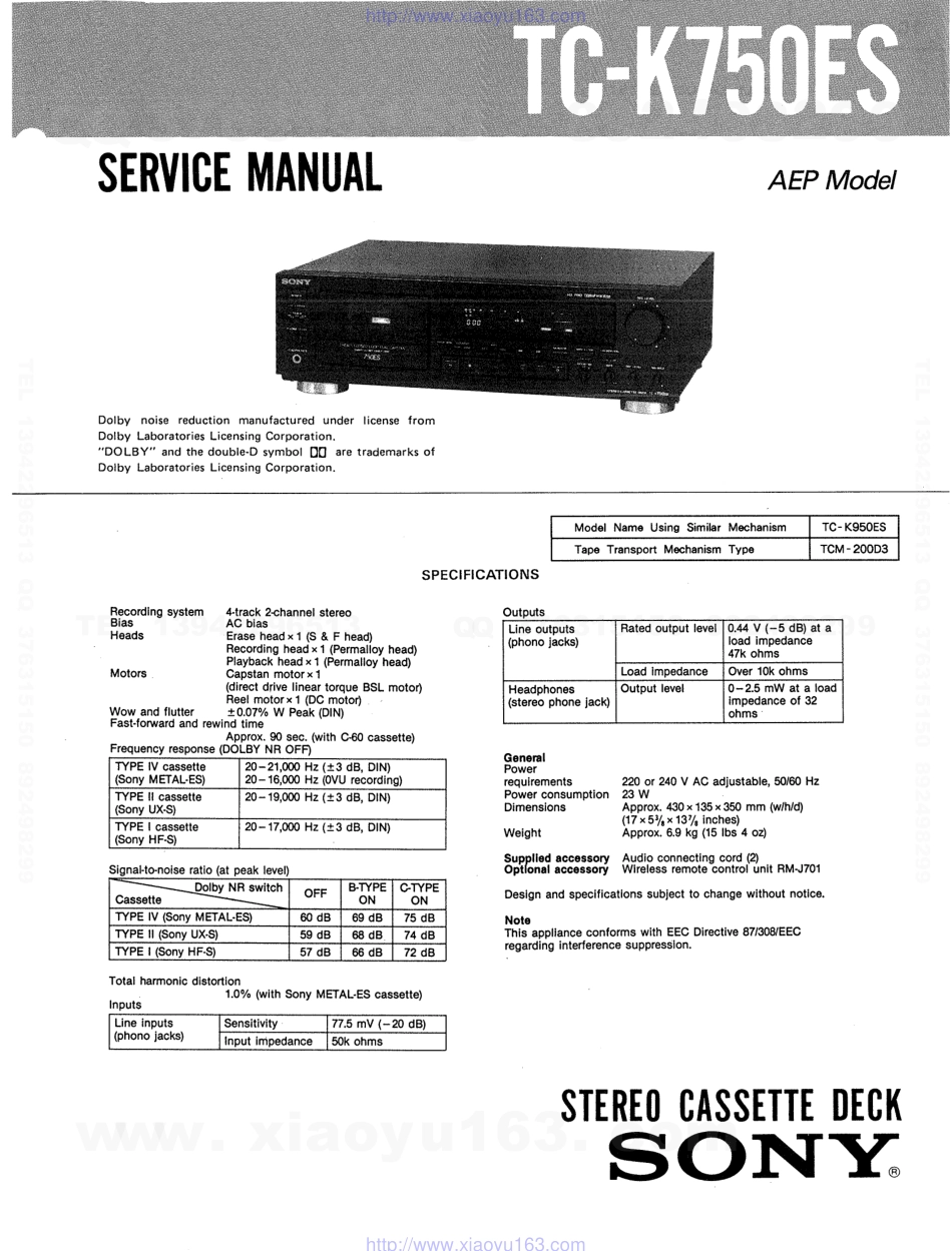 索尼SONY TC-K750ES电路图.pdf_第1页