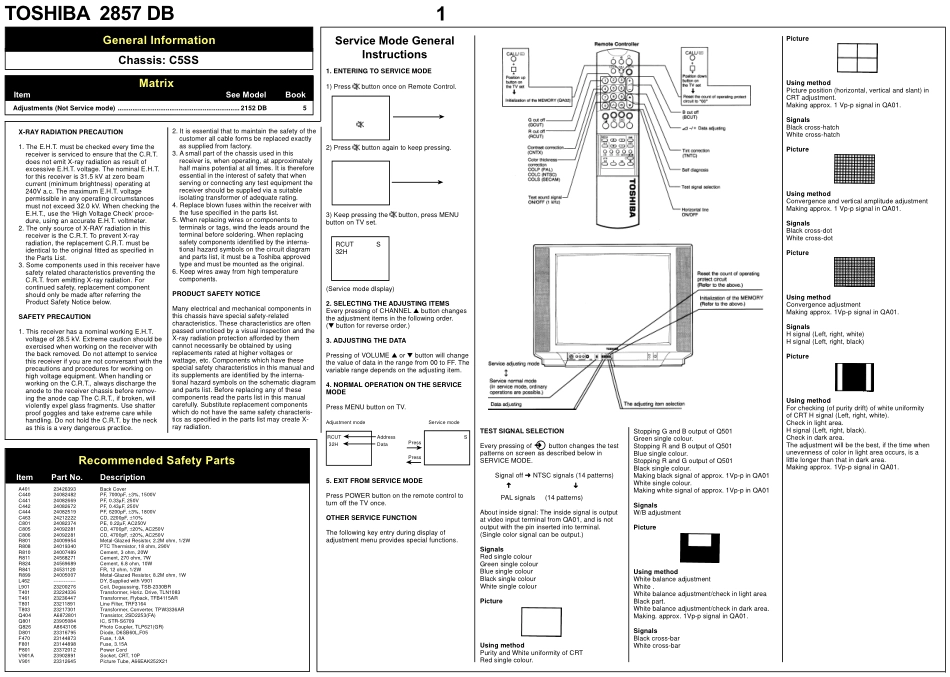 东芝T2857DB彩电原理图_东芝T2857DB电视机图纸.pdf_第1页