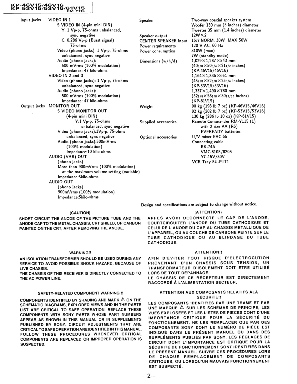 索尼KP-61V15背投电视维修手册和原理图.pdf_第2页