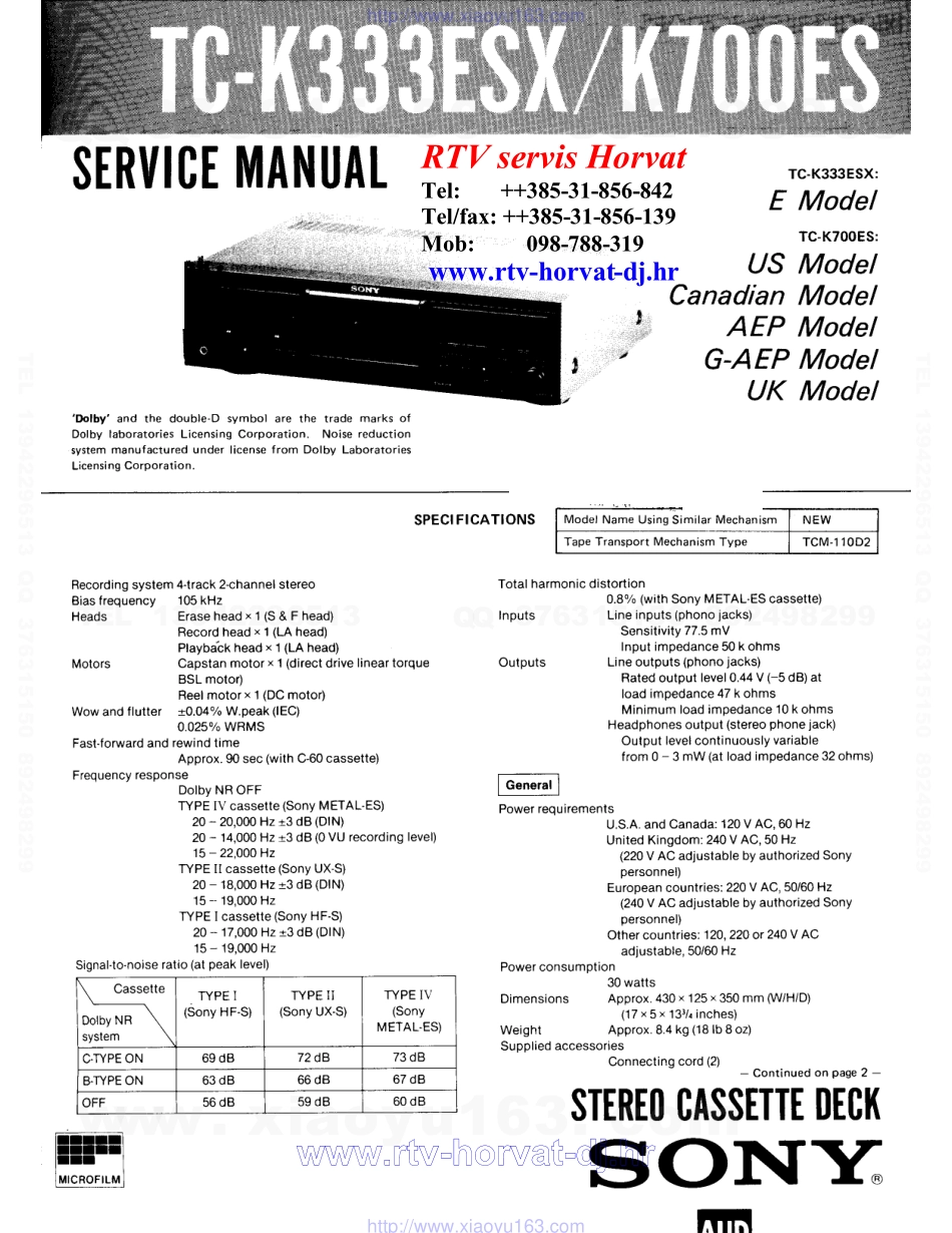 索尼SONY TC-K700ES电路图.pdf_第1页