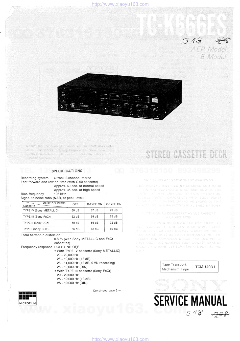 索尼SONY TC-K666ES电路图.pdf_第1页