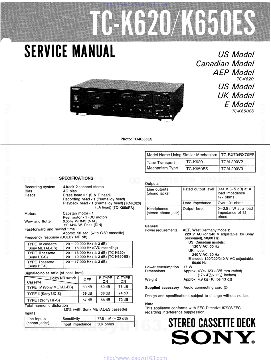 索尼SONY TC-K620电路图.pdf_第1页