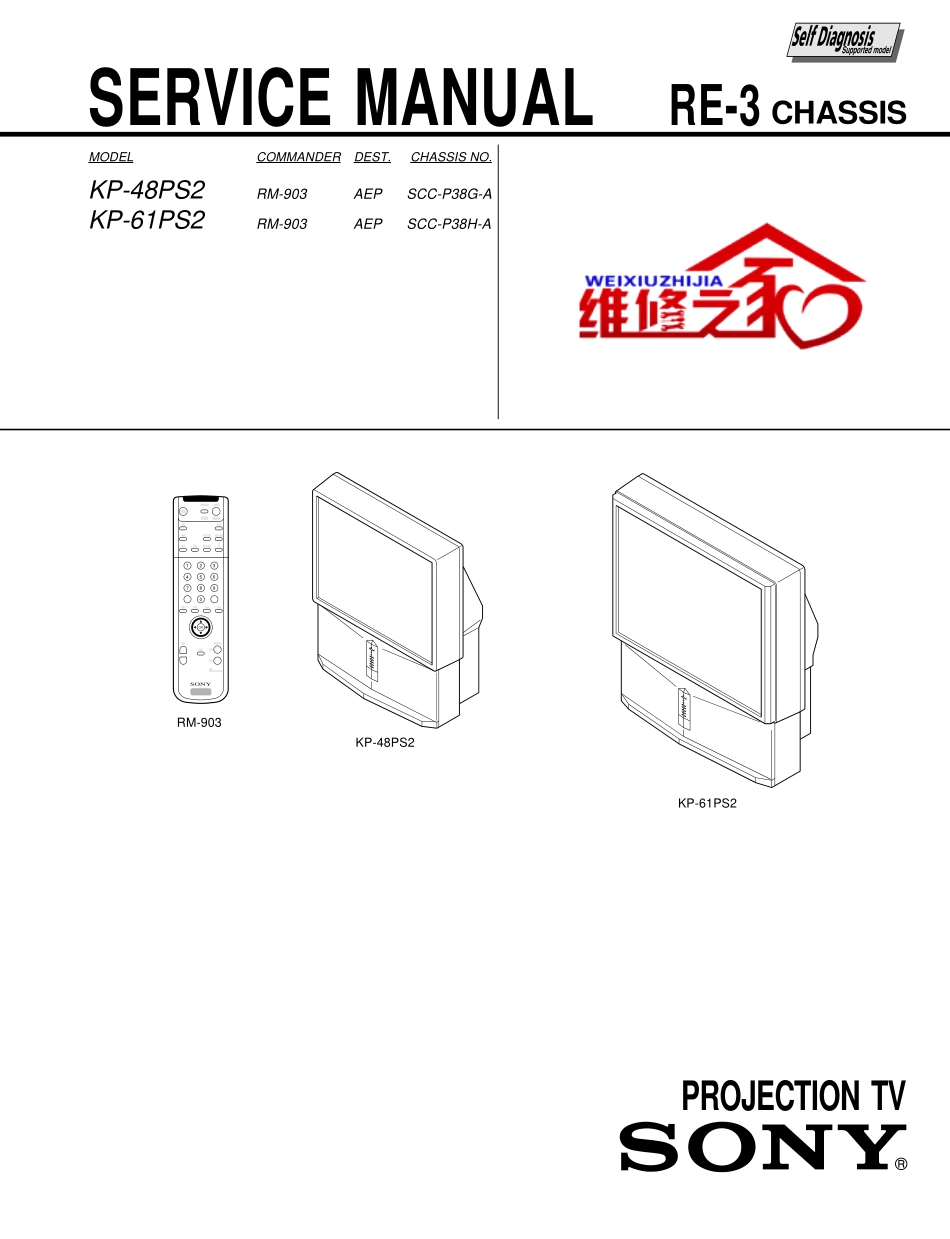 索尼KP-48PS2背投电视维修手册和原理图.pdf_第1页