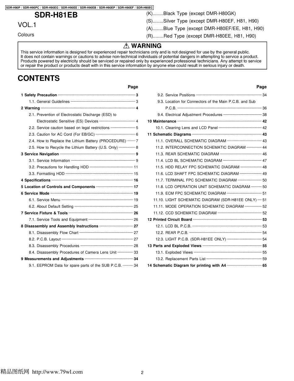 松下SDR-H90系列数码DV摄像机维修手册_panasonic_SDR-H90.pdf_第2页