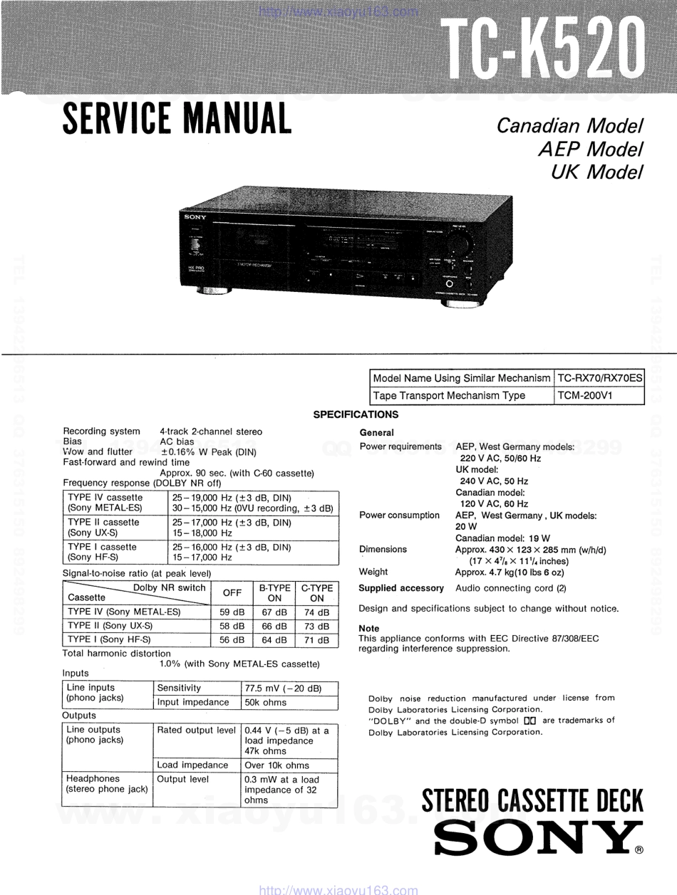 索尼SONY TC-K520电路图.pdf_第1页