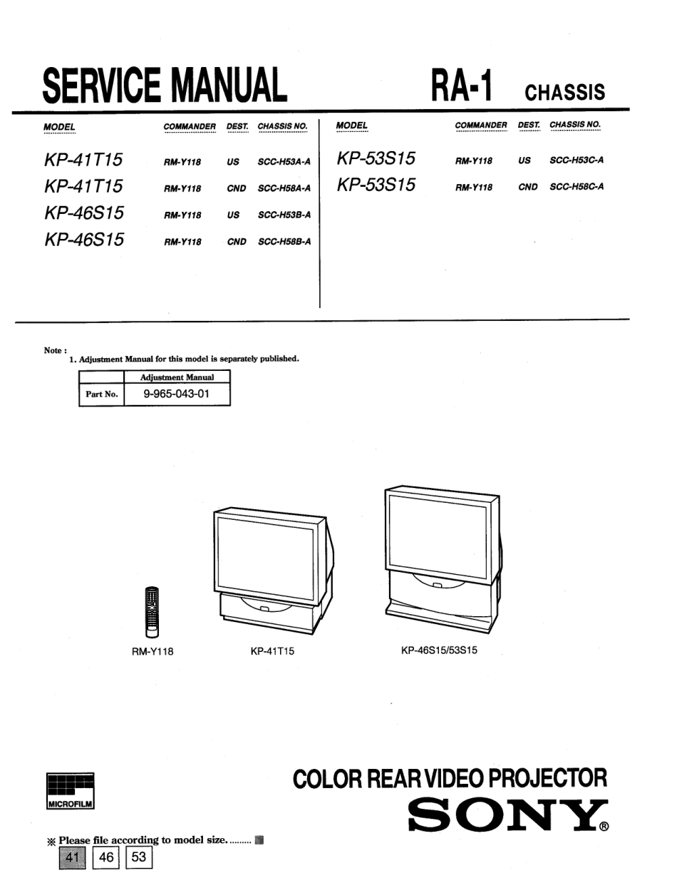 索尼KP-46S15背投电视维修手册和原理图.pdf_第1页