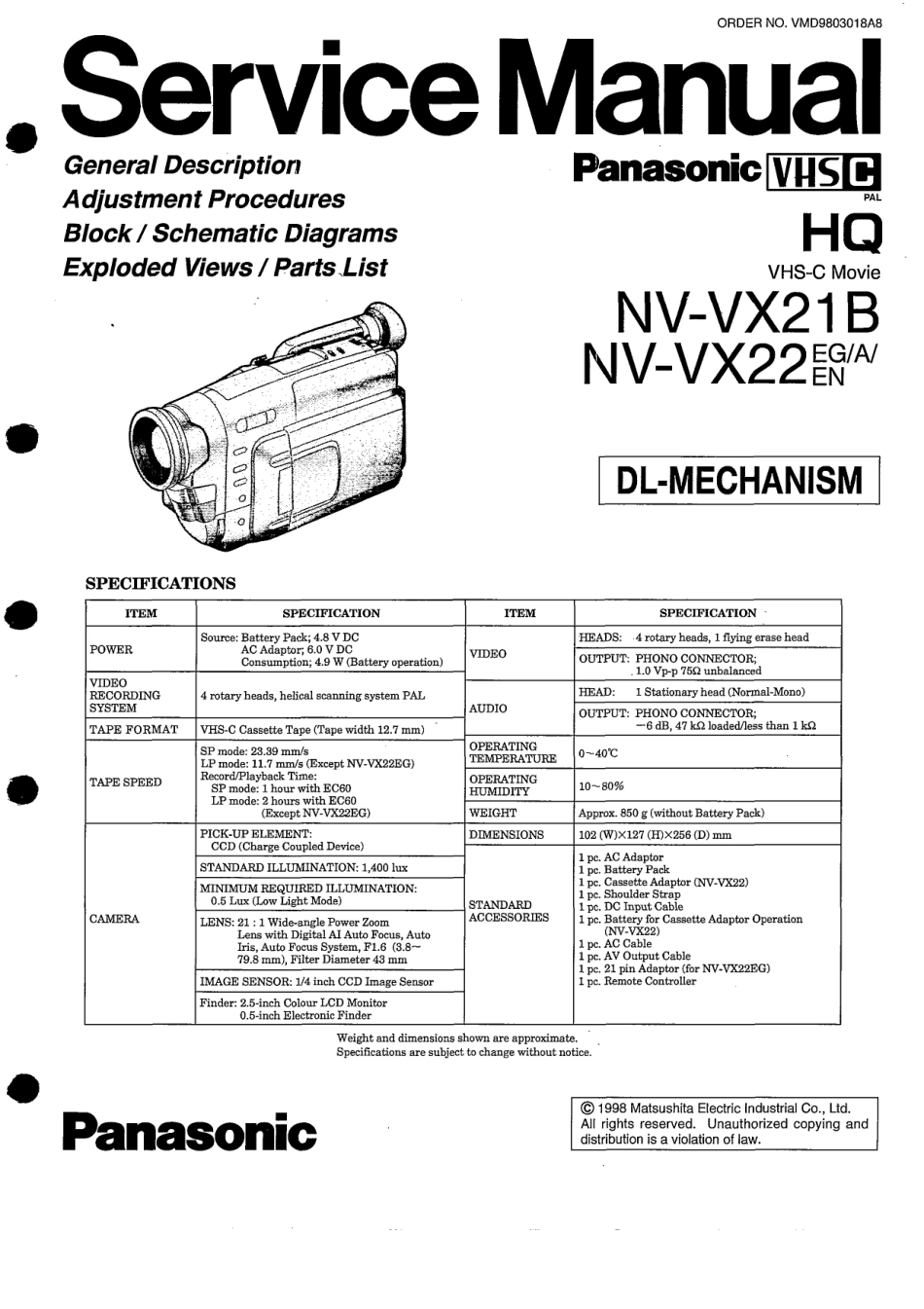 松下PANASONIC NV-VX21B摄像机电路原理图_PANASONIC_NV-VX21B.pdf_第1页