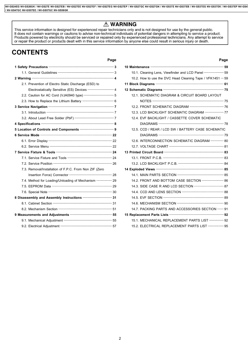 松下PANASONIC NV-GS58GK数码摄像机维修手册.pdf_第2页