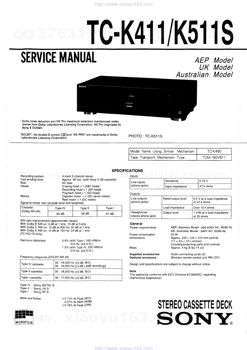 索尼SONY TC-K411电路图.pdf_第1页