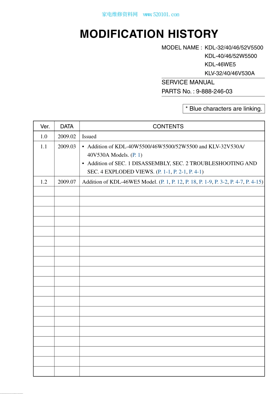 索尼KLV-46V530A液晶电视维修手册.pdf_第1页