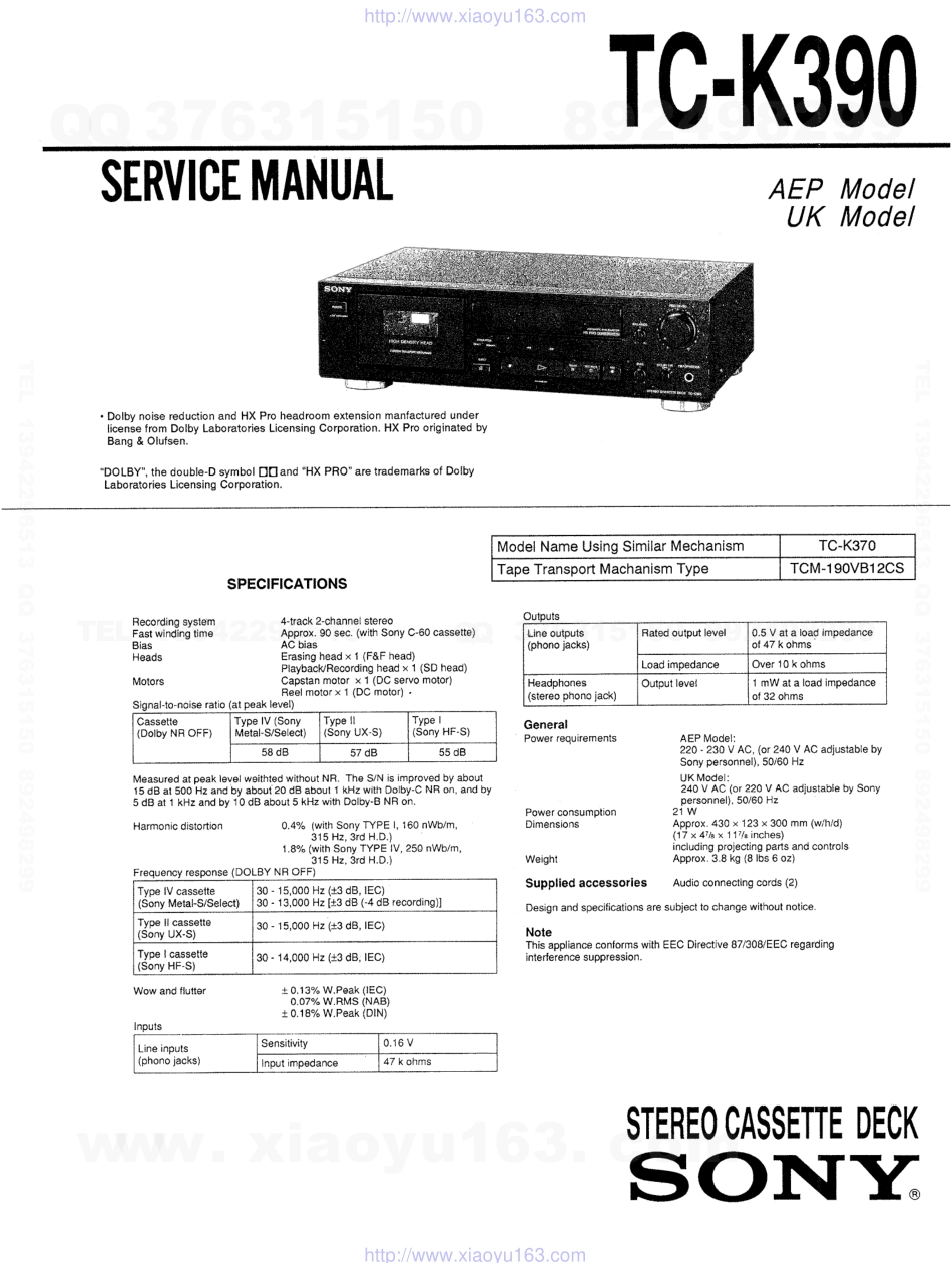 索尼SONY TC-K390电路图.pdf_第1页