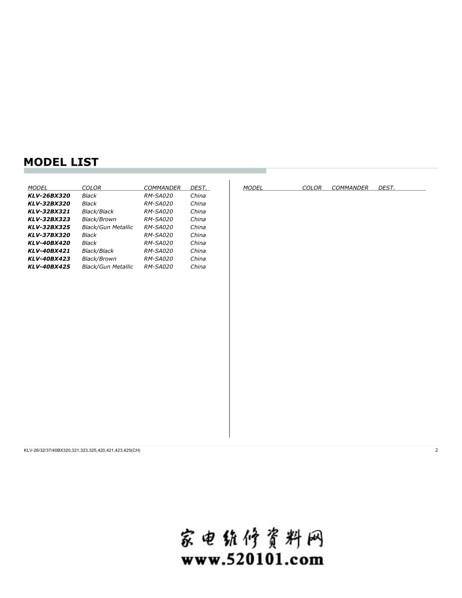 索尼KLV-40BX423液晶电视维修手册.pdf_第2页