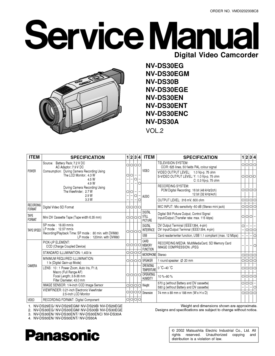 松下NV-DS30EGM数码摄像机维修手册.pdf_第1页