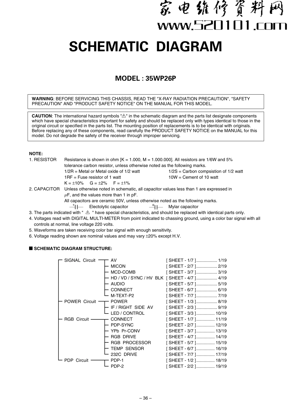 东芝35WP26P等离子电视原理图_东芝35WP26P等离子彩电图纸.pdf_第1页