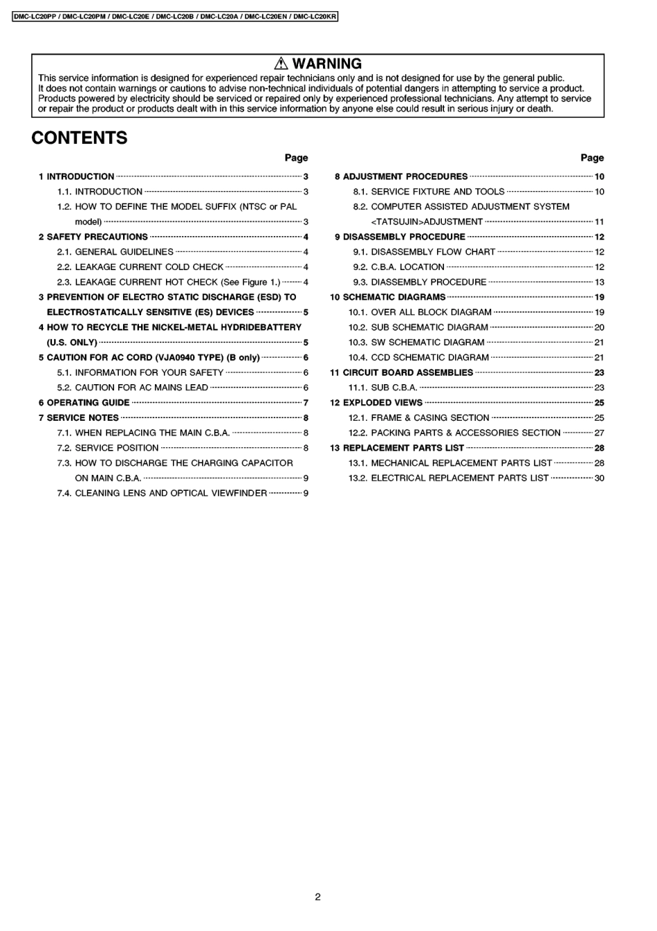 松下DMC-LC20数码相机维修手册_PANASONIC_DMC-LC20.pdf_第2页