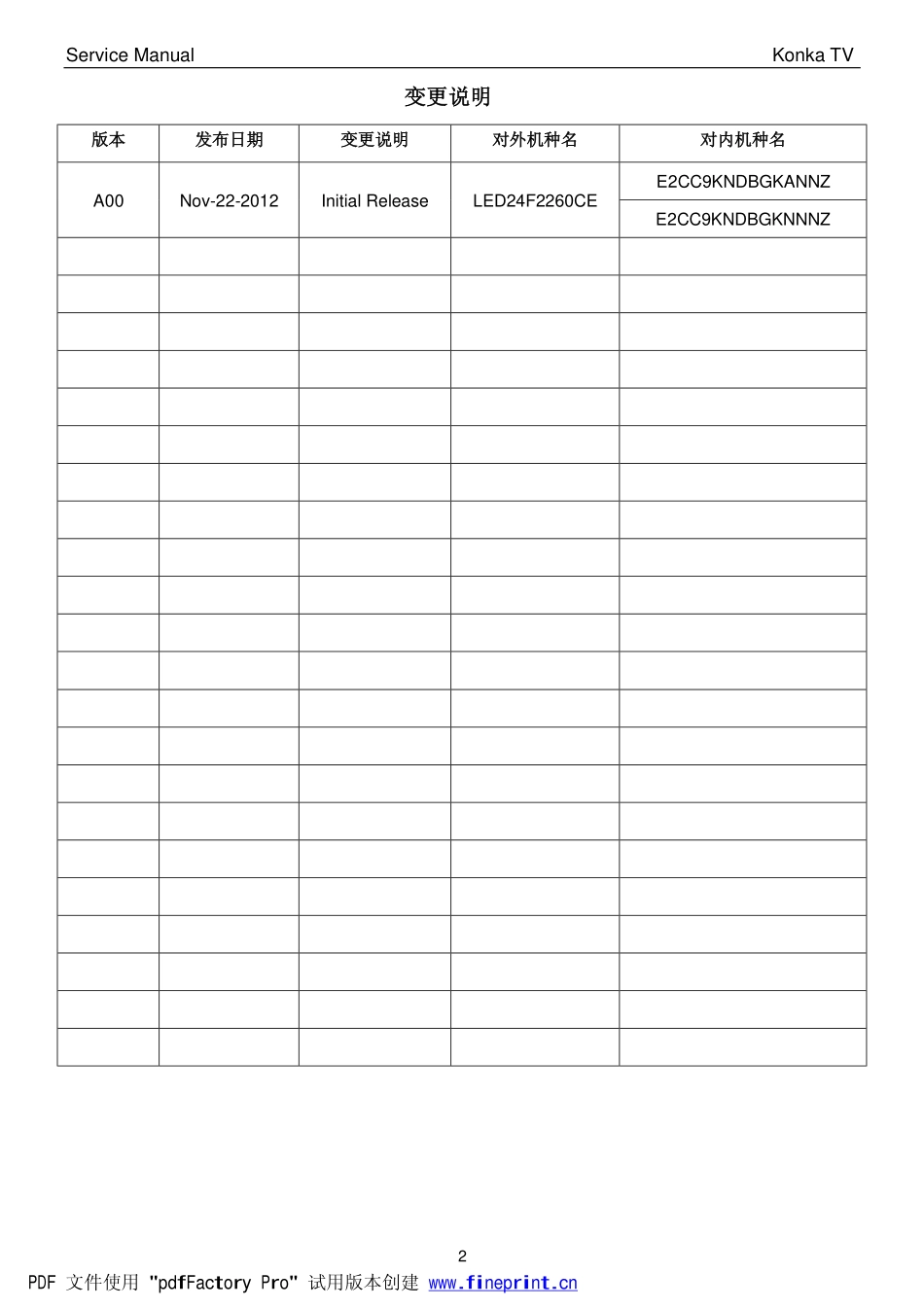 康佳LED24F2260CE液晶电视维修手册.pdf_第2页