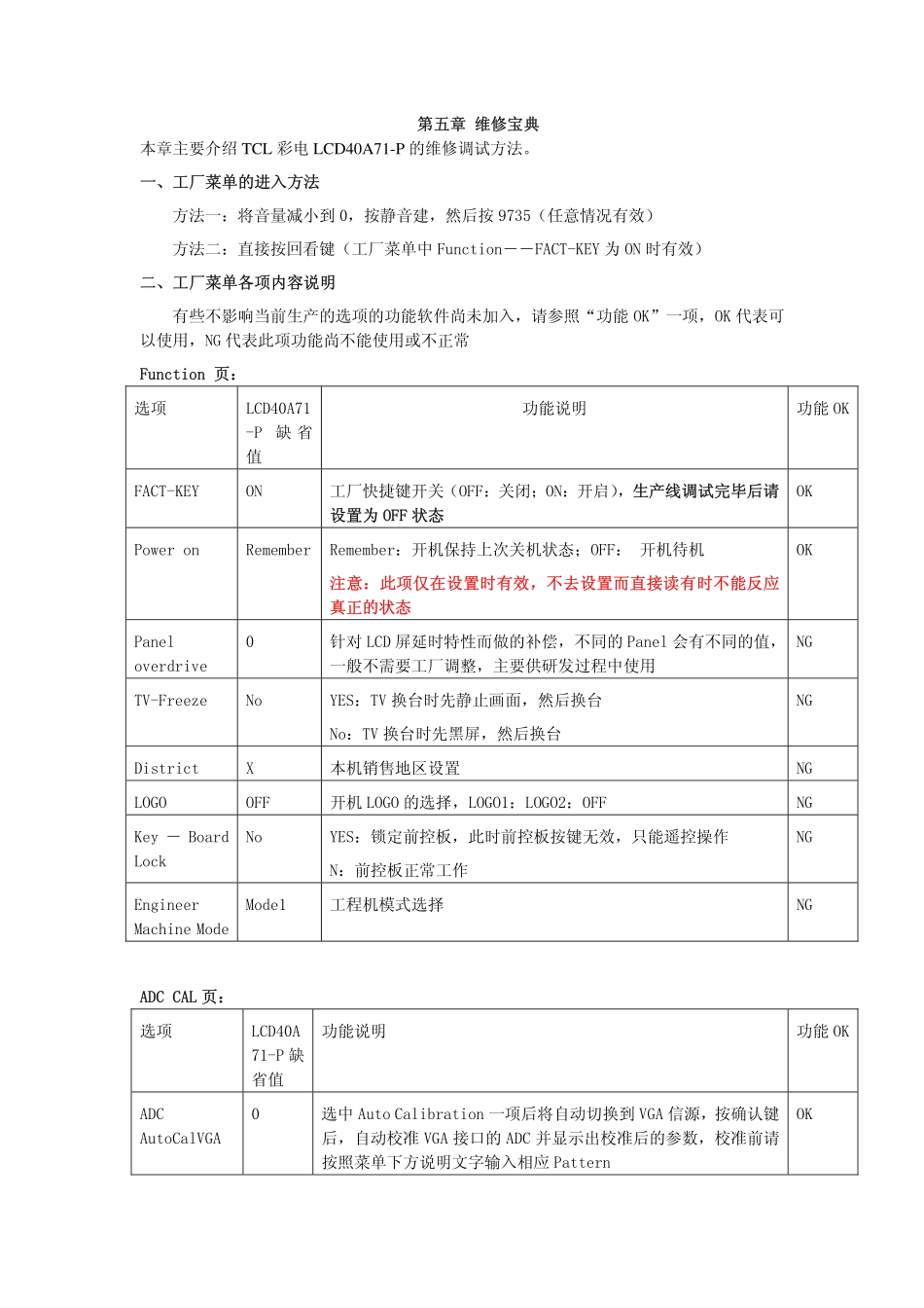 TCL LCD CORTEZ机芯维修手册_第五章 维修宝典.pdf_第1页