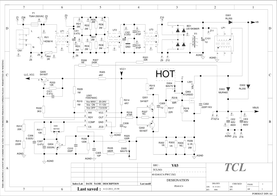 TCL L55F1600E液晶电视电源板（E461C4）电路原理图.pdf_第1页