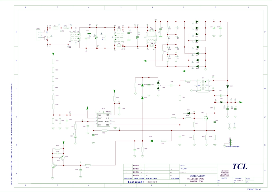 TCL L55E5800A-UD液晶电视（L141H板）电源板电路图.pdf_第1页