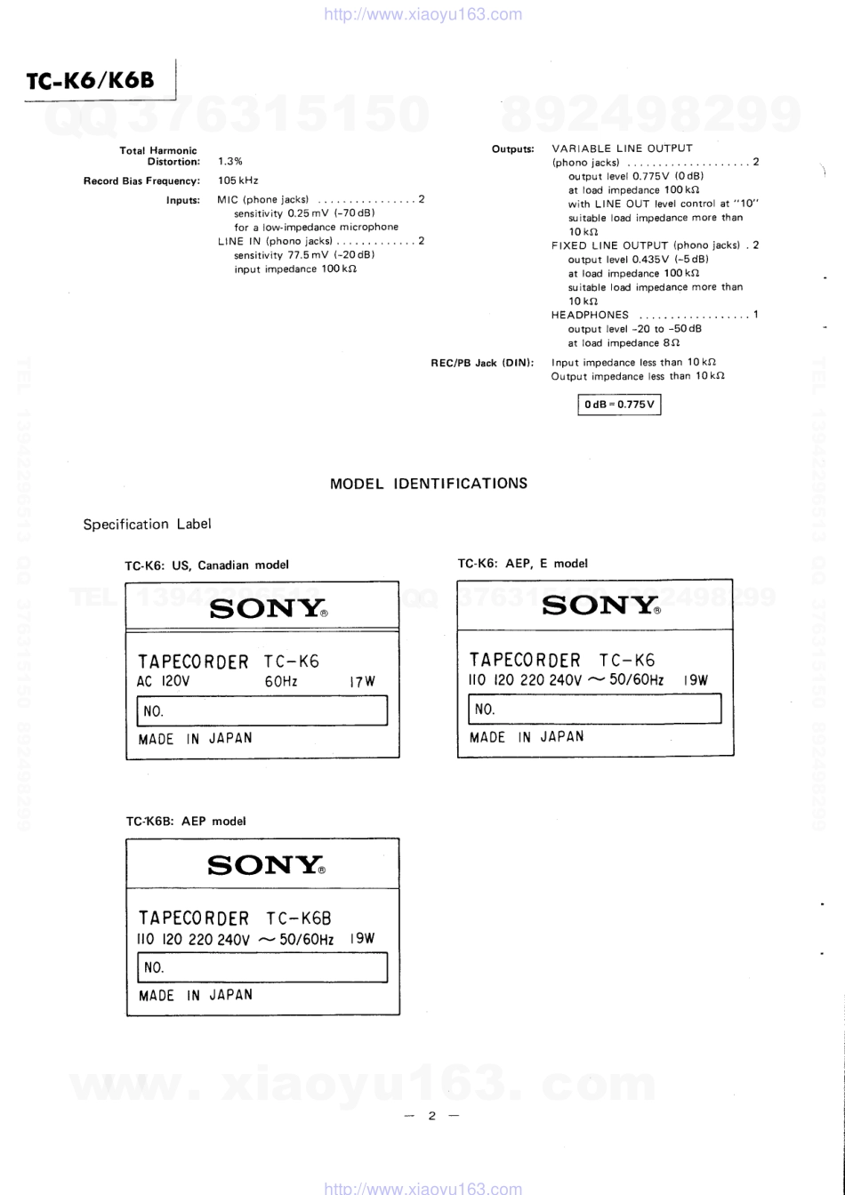 索尼SONY TC-K6电路图.pdf_第2页