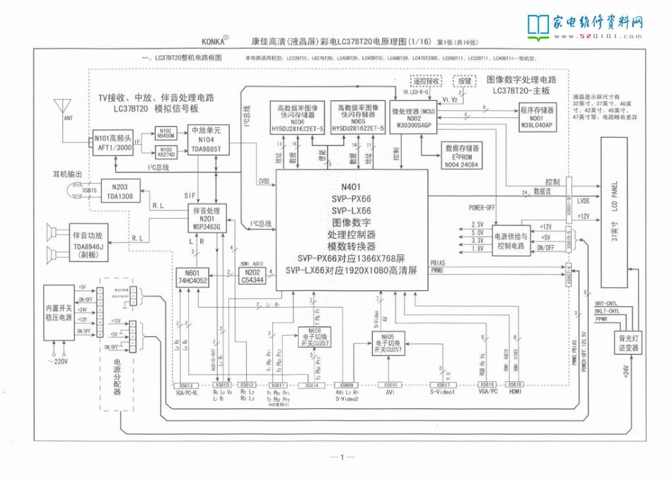 康佳LC40BT20液晶电视电路原理图.pdf_第1页