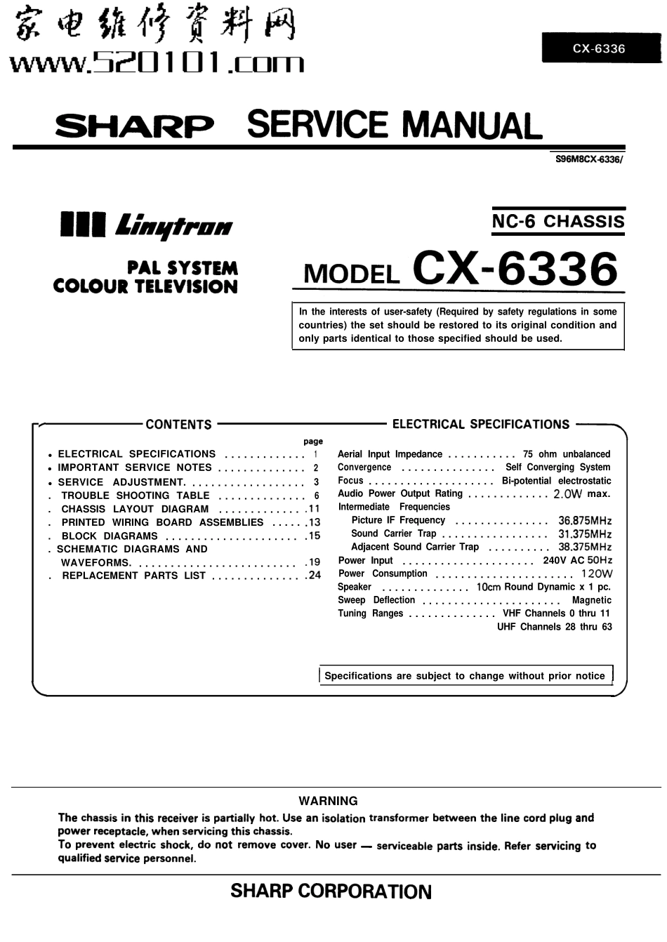 厦普CX-6336S彩电维修手册_厦普CX-6336S电视机图纸.pdf_第1页