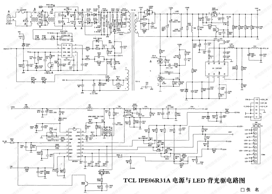 TCL IPE06R31A电源与LED背光驱动电路图.pdf_第1页