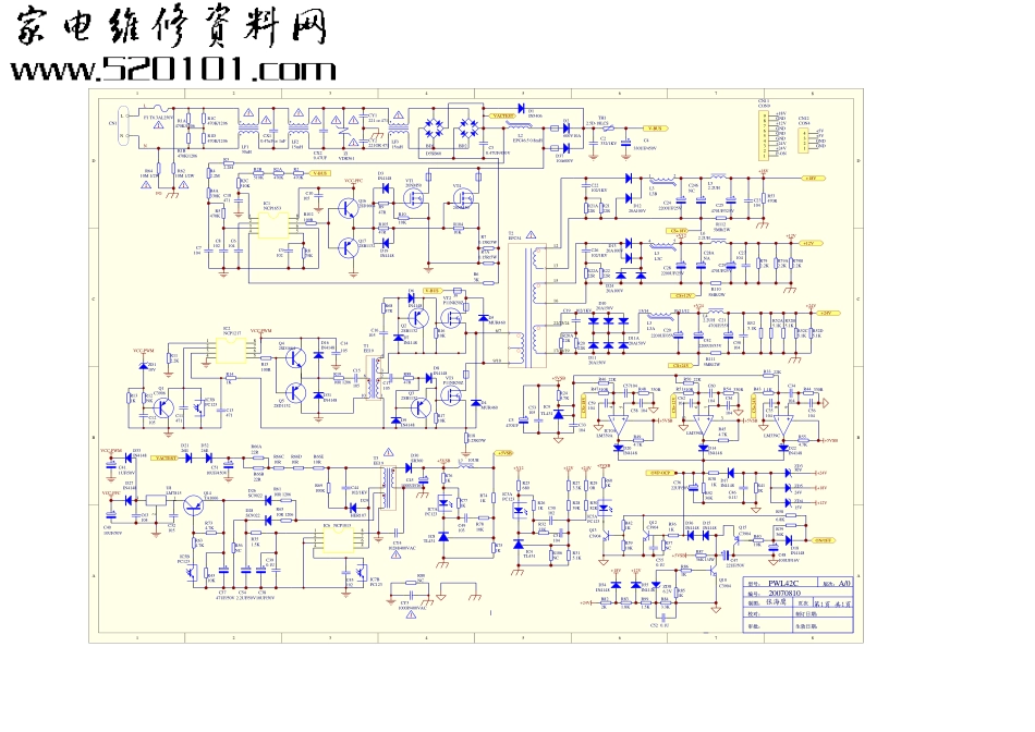 TCL DTL42M71（BC53机芯）液晶电视原理图_TCL DTL42M71  PWL46C电源图纸.pdf_第1页