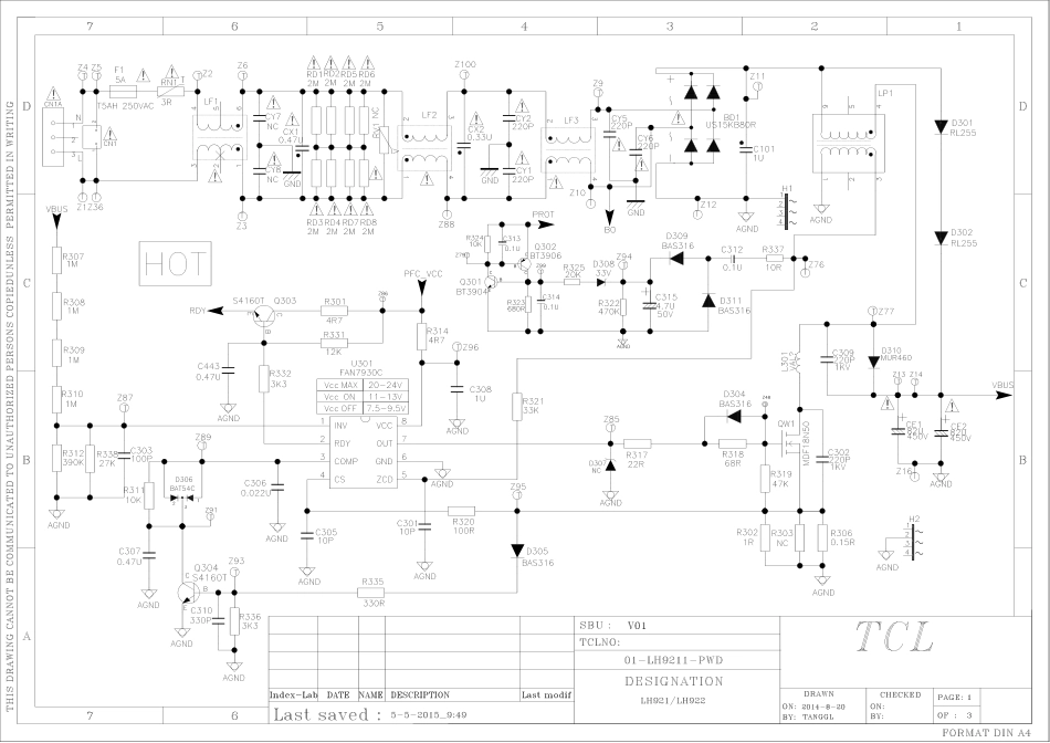 TCL B55A558U液晶电视电源板电路图.pdf_第1页