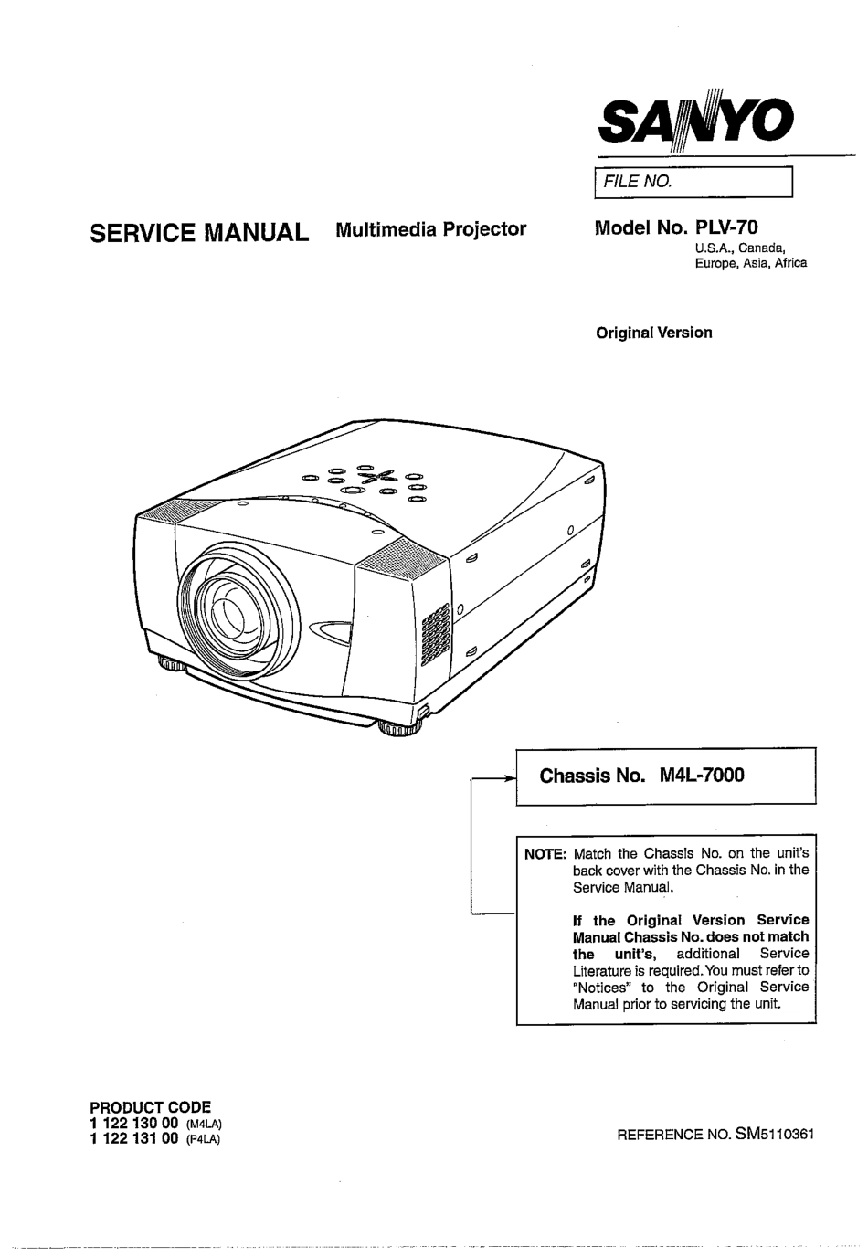 三洋PLV-70液晶投影机资料_plv-70_sm.PDF_第1页