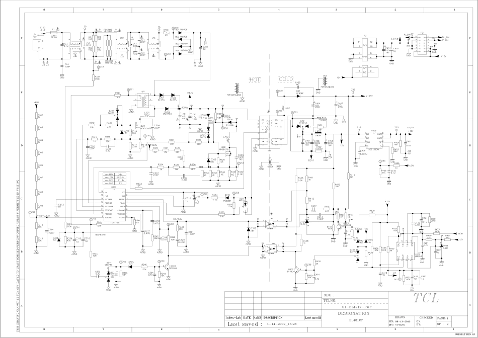 TCL 40-EL4216 PWE1XG电源板电路原理图.pdf_第1页