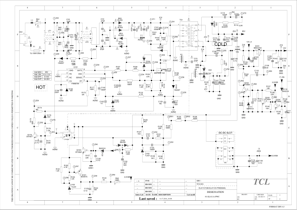 TCL 40-EL411A-PWC1XG电源板电路原理图.pdf_第1页