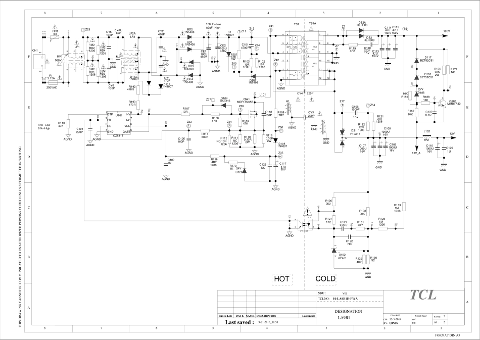 TCL 01-LA9B1E-PWA电源板电路原理图.pdf_第1页