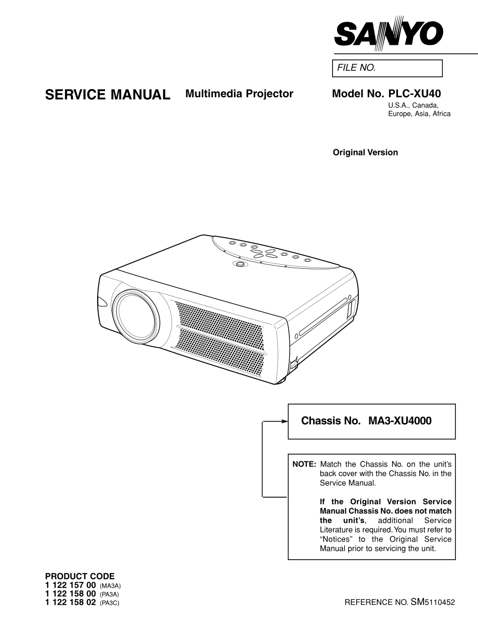 三洋PLC-XU40投影机维修手册_SANYO_PLC-XU40.pdf_第1页