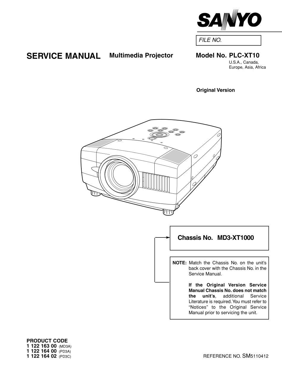 三洋PLC-XT10投影机维修手册_SANYO_PLC-XT10.pdf_第1页