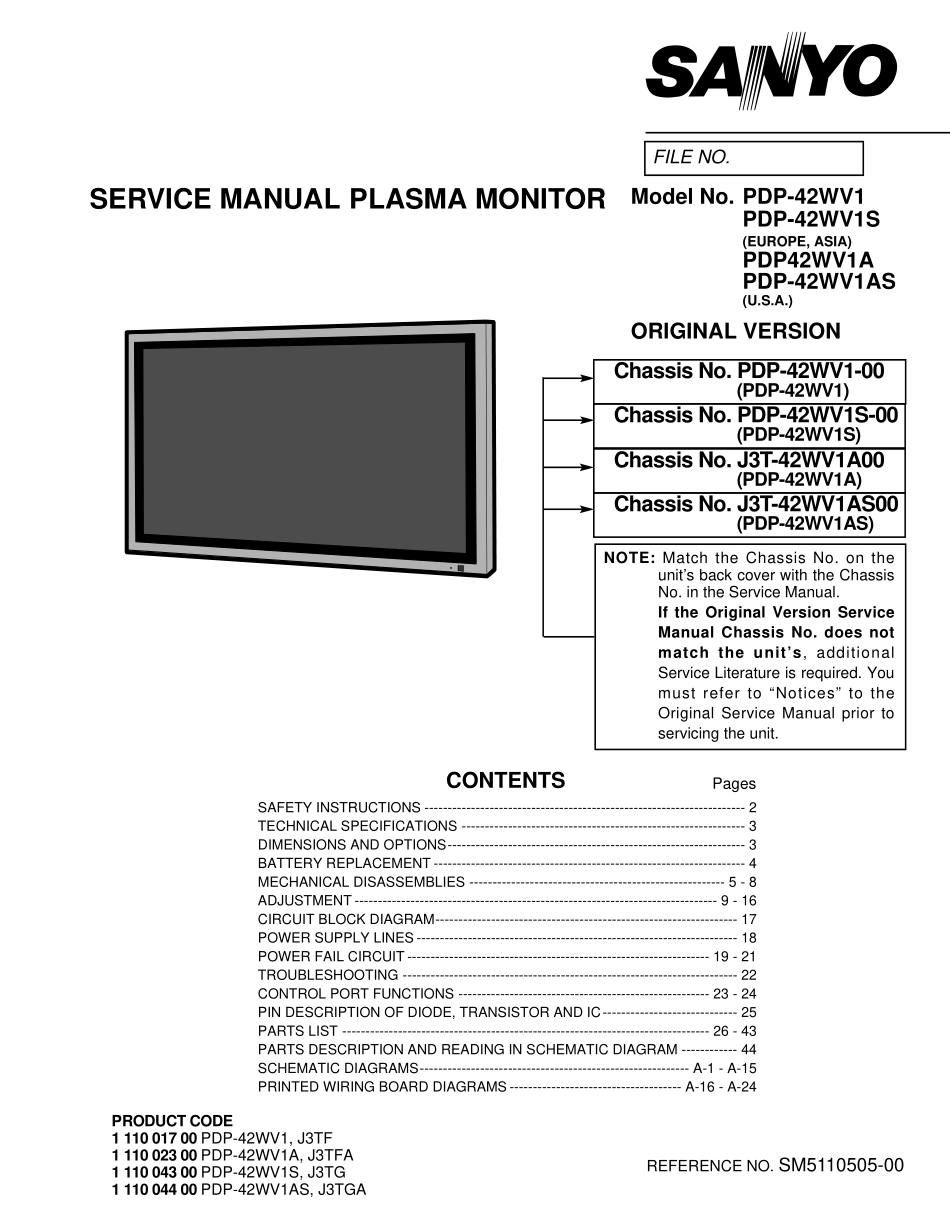 三洋PDP-42WV1AS等离子电视原理图_三洋PDP-42WV1AS等离子.pdf_第1页