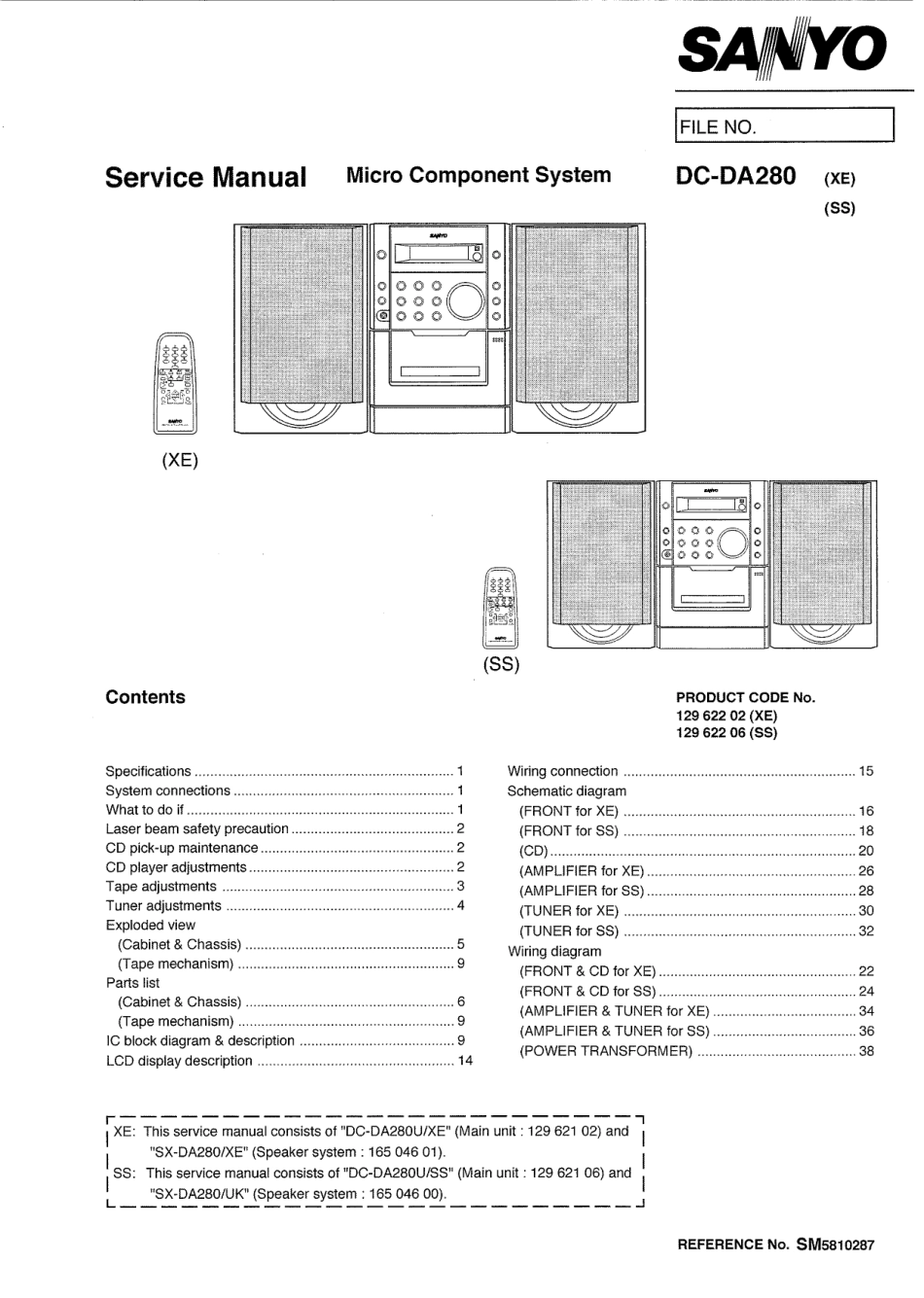 三洋DC-DA280组合音响维修手册.pdf_第1页