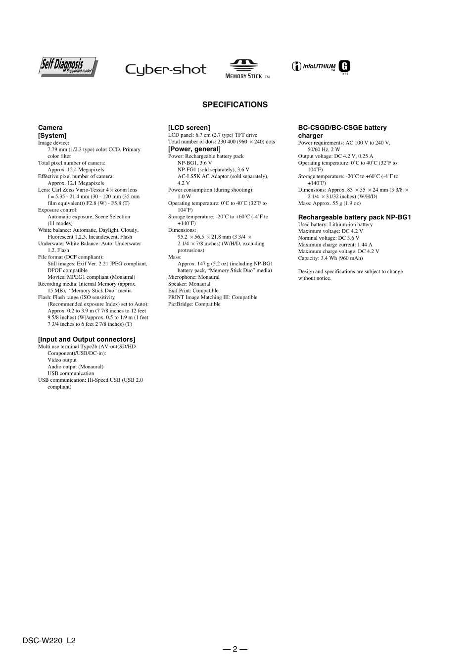 SONY索尼DSC-W220数码相机电路原理图_SONY_DSC-W220.pdf_第2页