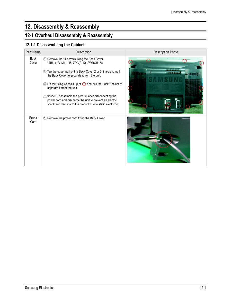 SAMSUNG CL32Z40HM Chasís K65A_Disassembly & Reassembly.pdf_第1页