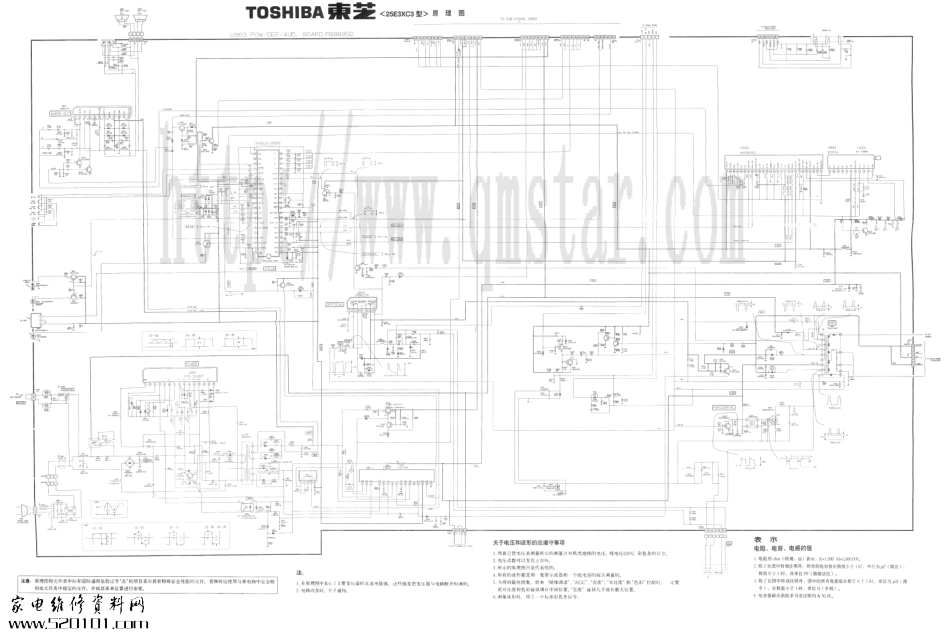 东芝25E3XC1彩电原理图_东芝25E3XC1电视机图纸.pdf_第1页