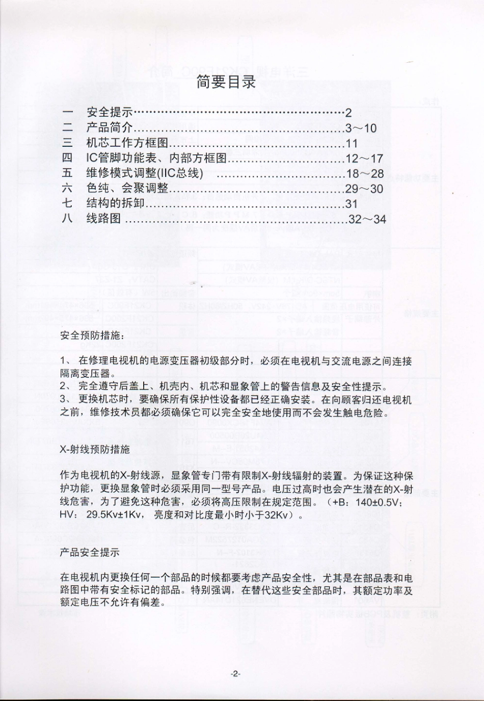 三洋CK29F200C彩电维修手册_三洋CK29F200C.pdf_第2页