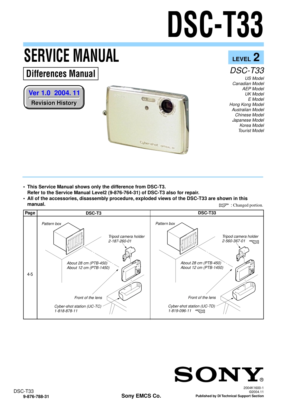 索尼DSC-T33数码相机维修手册_SONY_DSC-T33.pdf_第1页