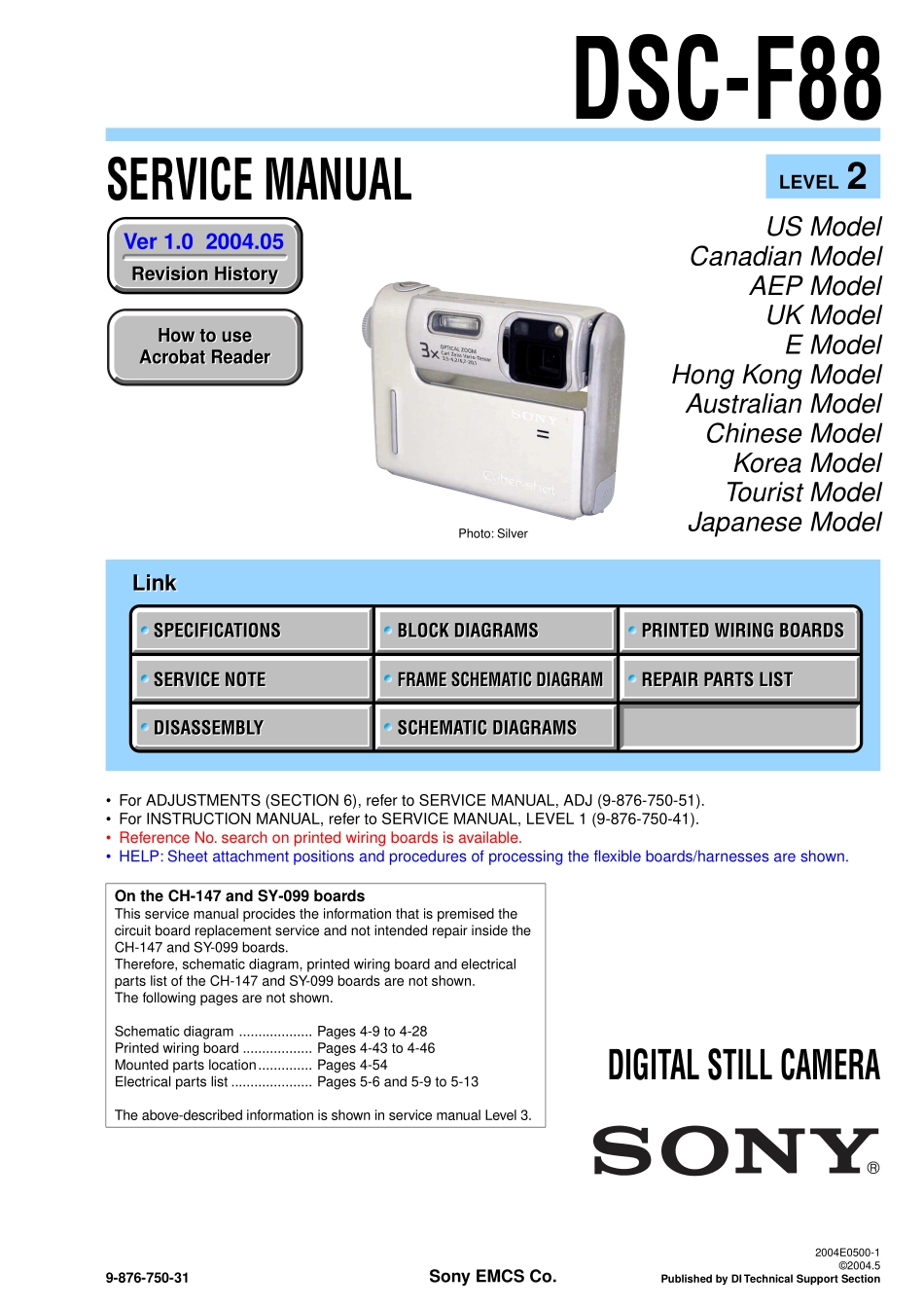 索尼DSC-F88数码相机维修手册_SONY_DSC-F88.pdf_第1页