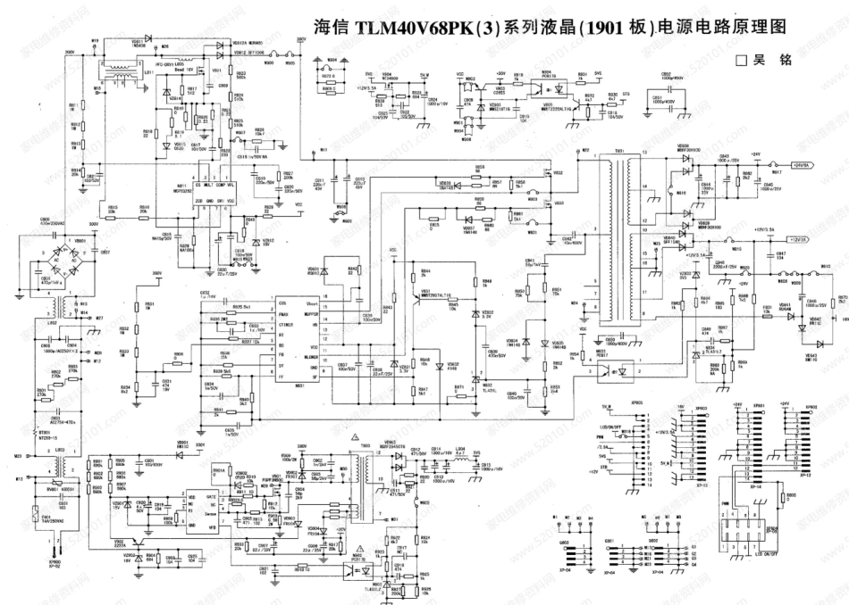 海信TLM40V68PK(3)系列液晶电源板(1901板)电路原理图.pdf_第1页