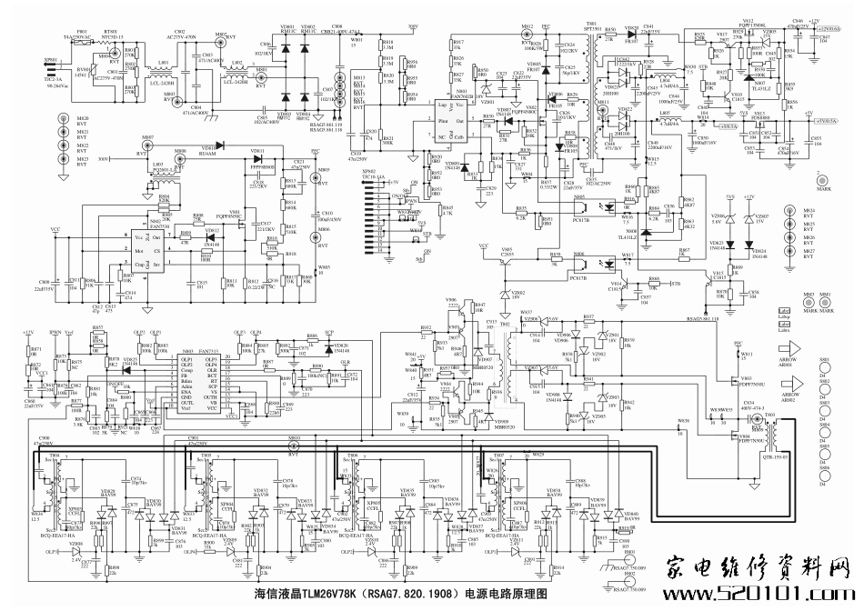 海信TLM26V系列液晶彩电(1908板)电源板原理图.pdf_第1页