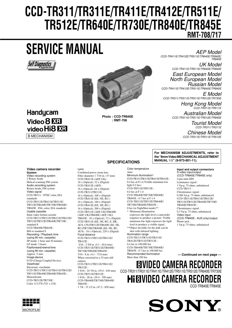 索尼CCD-TR840E数码摄像机电路原理图_SONY_CCD-TR311.pdf_第1页