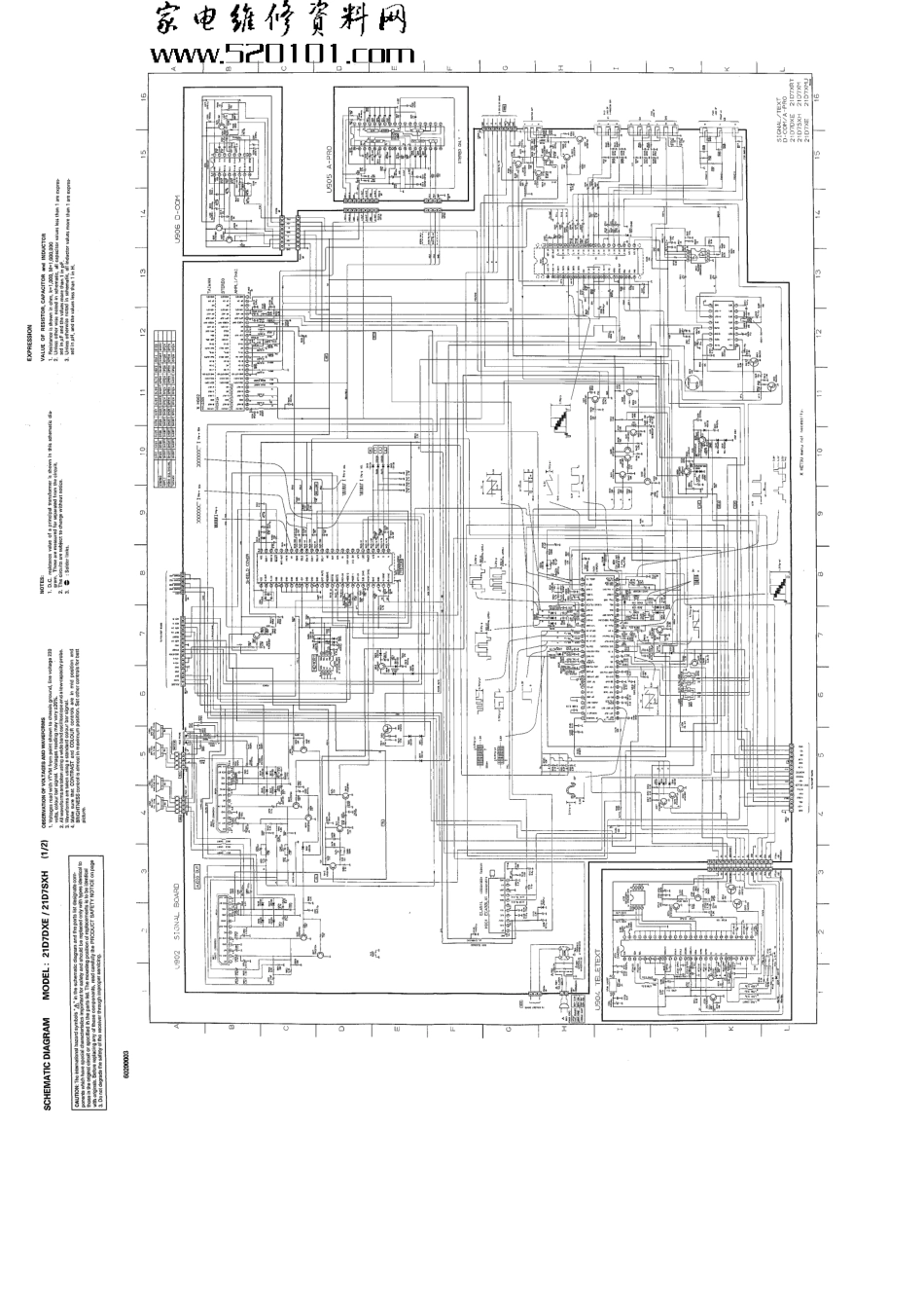 东芝21D7DXE彩电原理图_东芝21D7DXE电视机图纸.pdf_第1页