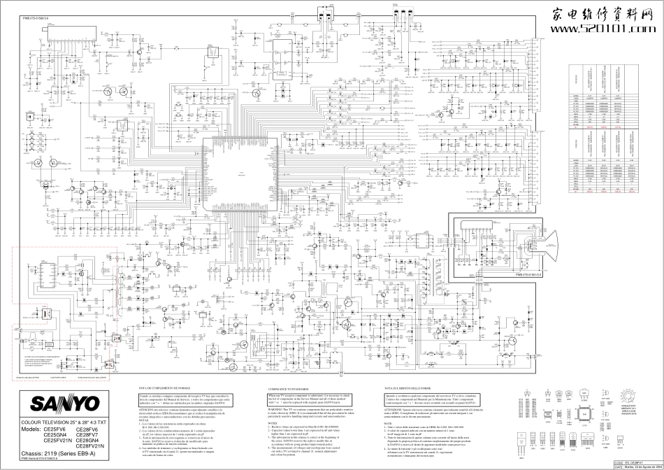 三洋CE25FV6彩电原理图_三洋SANYO CE25FV6.pdf_第1页