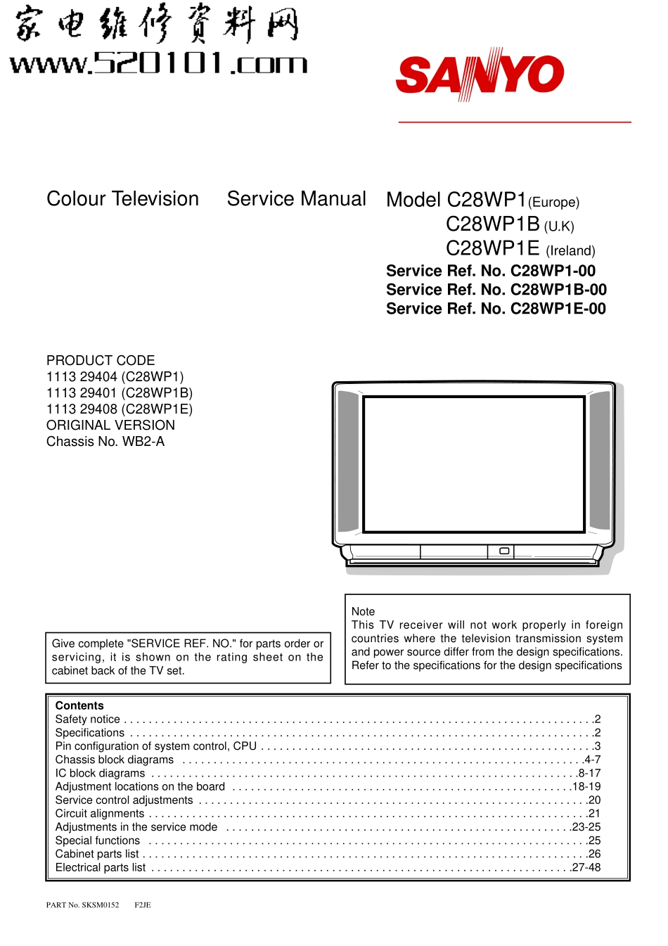 三洋C28WP1彩电原理图_三洋C28WP1.pdf_第1页